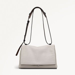 Radley London Mercer Street - Faux Croc - Medium Flapover Shoulder - Snow